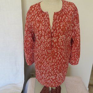 Madewell Southwest Print Peasant Style Blouse Size Small
